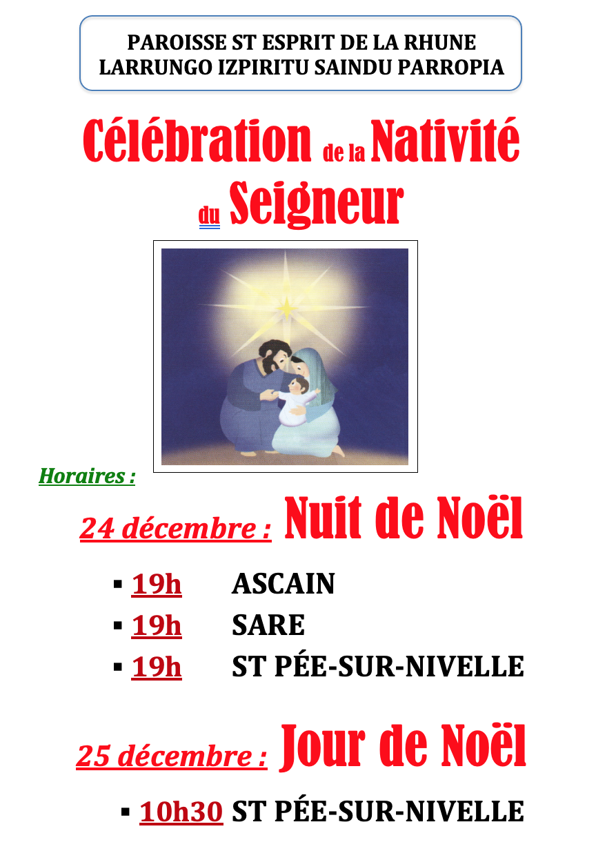 Horaire Noel 2025